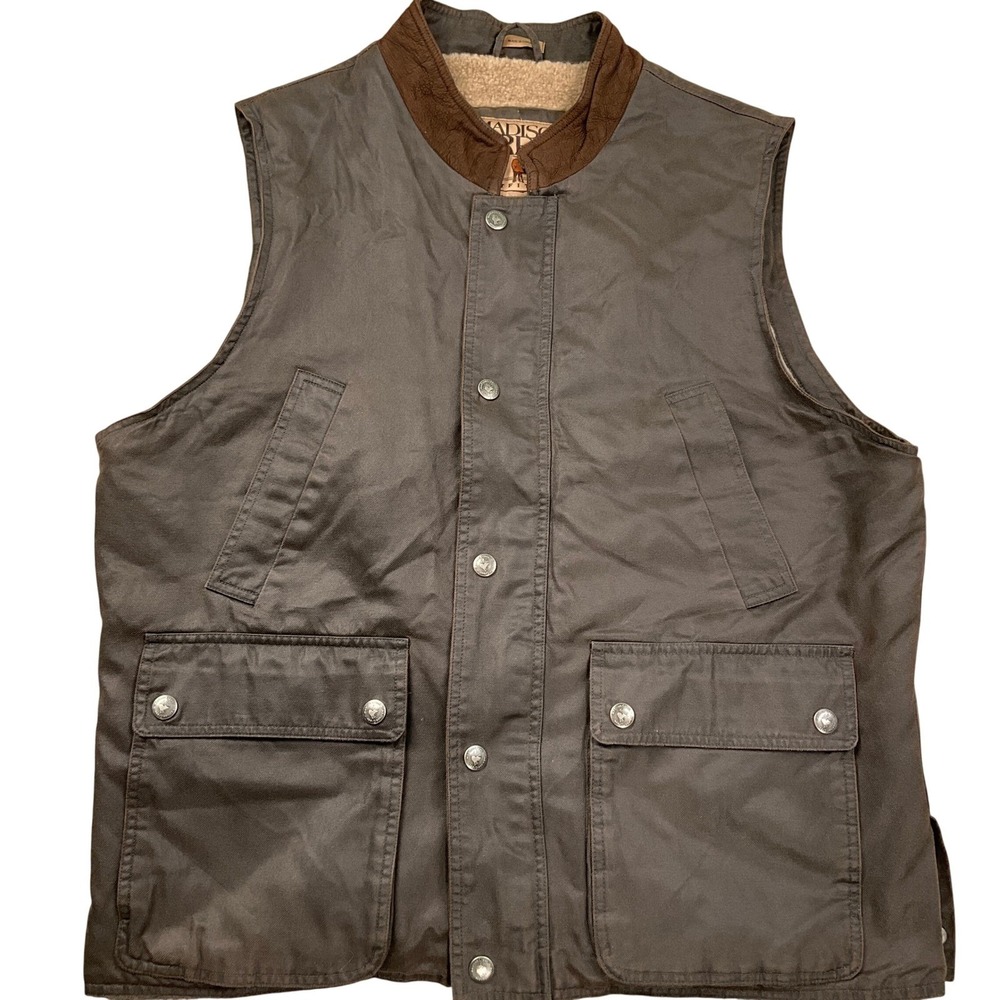 Madison Creek Outfitters Vest Mens Large Brown Cotton Sherpa Utility‎ Outdoor
